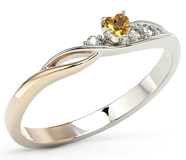 Pierścionek z białego i różowego złota z topazem Swarovski Honey i cyrkoniami BP-81BP-TOP-HON/C