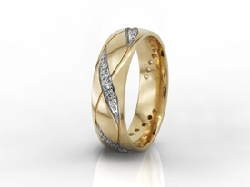 Obrączka damska z żółtego złota z diamentami OB-07Z-R-d