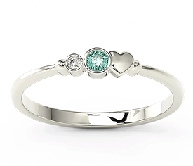 Pierścionek z białego złota z cyrkoniami Swarovski mietową i białą BP-6807B-C
