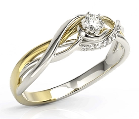 Pierścionek zaręczynowy z białego i żółtego złota z brylantami BP-71BZ