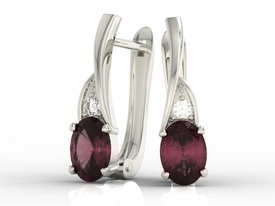 Kolczyki z białego złota z rubinami i diamentami APK-60B