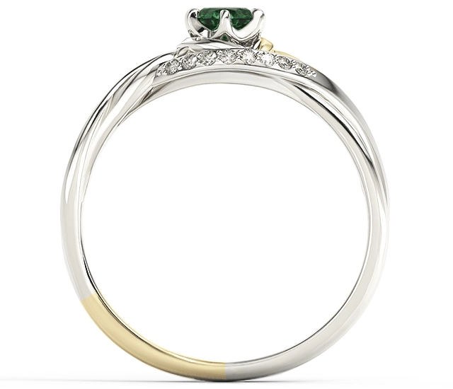 Pierścionek z białego i żółtego złota ze szmaragdem i brylantami BP-7130BZ
