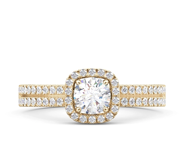Pierścionek z żółtego złota z białym topazem Swarovski i cyrkoniami BP-52Z-C