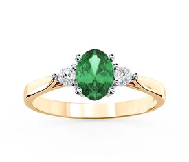 Pierścionek z żółtego i białego złota ze szmaragdem i brylantami AP-31B