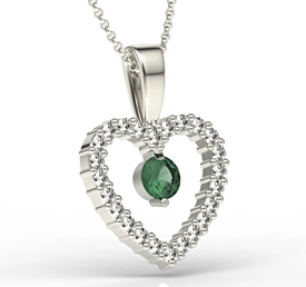 Wisiorek z białego złota ze szmaragdem i diamentami LPW-54B