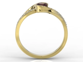 Pierścionek z żółtego złota z granatem i diamentami model AP-6139Z-R