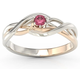 Pierścionek z białego i różowego złota z rubinem BP-72BP-RUB