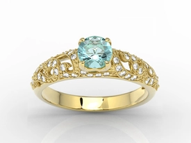 Pierścionek zaręczynowy z żółtego złota z topazem i diamentami BP-50Z