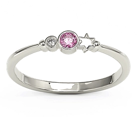 Pierścionek z białego złota z cyrkoniami Swarovski Różowy BP-6709B-C/PINK