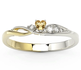 Pierścionek z białego i żółtego złota z topazem Swarovski Honey i brylantami BP-81BZ