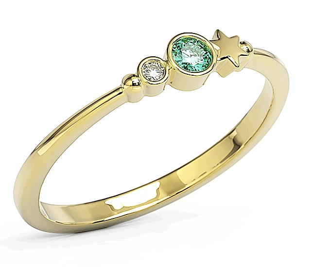 Pierścionek z żółtego złota z cyrkoniami Swarovski Mięta BP-6709Z-C/MINT
