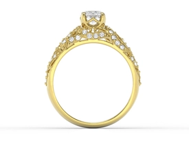Pierścionek zaręczynowy z żółtego złota z białym topazem Swarovski i cyrkoniami BP-50Z-C