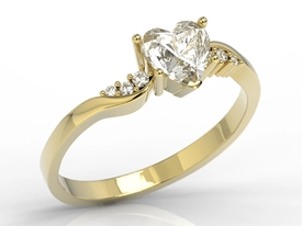 Pierścionek z żółtego złota z topazem Swarovski White i cyrkoniami LP-70Z