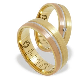 Obrączka z żółtego, białego palladowego i czerwonego złota ŁH-10ZBC-EXTRA light-k