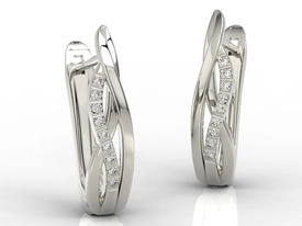 Kolczyki z białego złota z model LPK-73B diamentami 0,09 ct