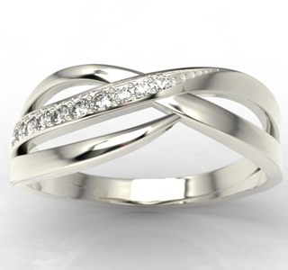 Pierścionek z białego złota z diamentami LP-6708B