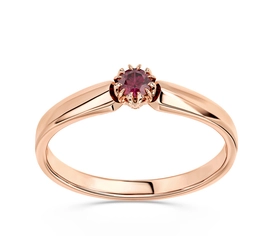 Pierścionek zaręczynowy z różowego złota z rubinem BP-2110P