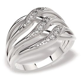 Pierścionek z białego złota z diamentami LP-51B