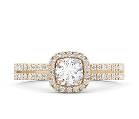 Pierścionek z żółtego złota z białym topazem Swarovski i cyrkoniami BP-52Z-C