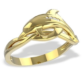 Pierścionek z żółtego złota delfin LP-28Z