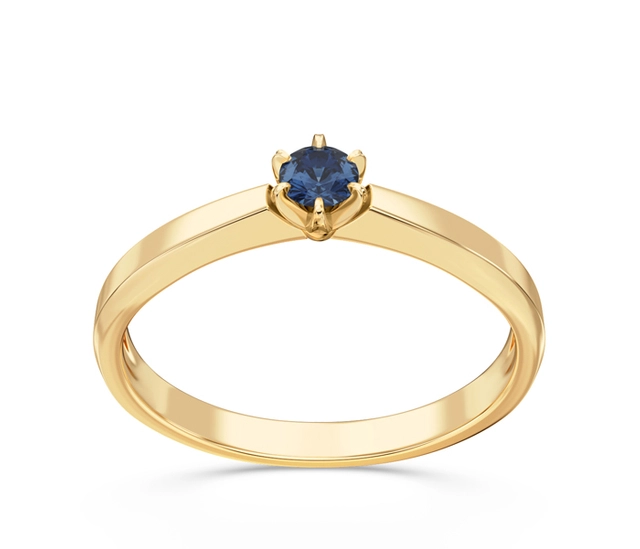 Pierścionek zaręczynowy z żółtego złota z szafirem CP-2410Z