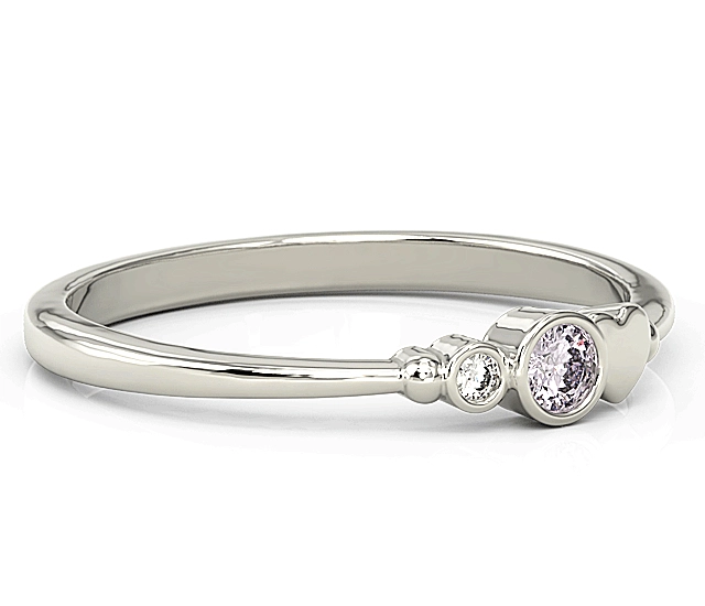Pierścionek z białego złota z cyrkoniami lavendową i białą Swarovski BP-6809B-C
