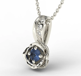 Wisiorek z białego złota z szafirem i brylantami LPW-4221B