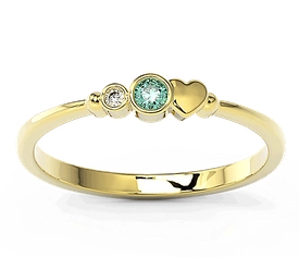 Pierścionek z żółtego złota z cyrkoniami Swarovski mietową i białą BP-6807Z-C