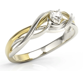 Pierścionek z białego i żółtego złota z cyrkonią BP-74BZ-C