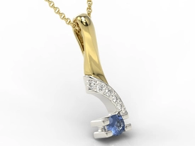 Wisiorek z żółtego i białego złota z szafirem i diamentami JPW-66ZB