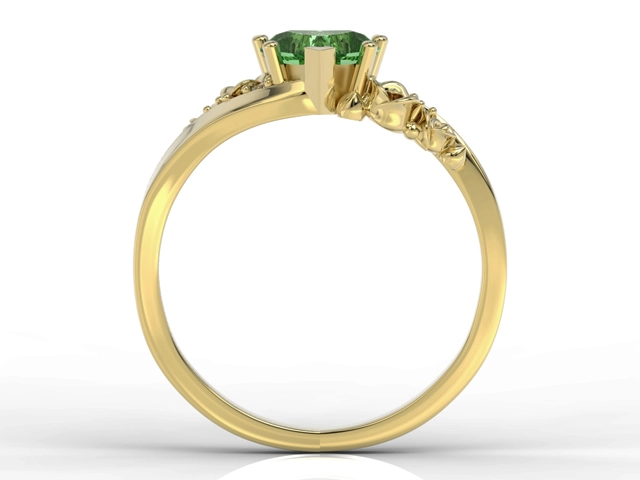 Pierścionek z żółtego złota z topazem Swarovski Rainforest i diamentami AP-53Z