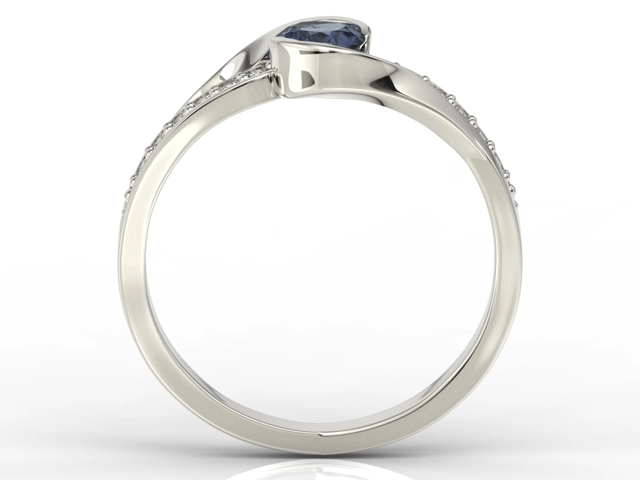 Pierścionek z białego złota z szafirem i diamentami model AP-6139B