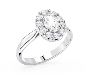 Pierścionek zaręczynowy z białym topazem Swarovski i cyrkoniami BP-57B-C