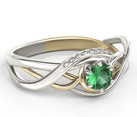 Pierścionek z białego i żółtego złota ze szmaragdem i brylantami BP-7130BZ