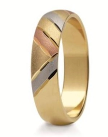 Obrączka z żółtego, białego i czerwonego złota ST-97ZBC-k