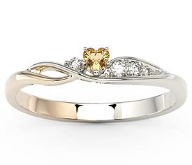 Pierścionek z białego i różowego złota z topazem Swarovski Honey i cyrkoniami BP-81BP-TOP-HON/C