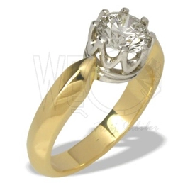 Pierścionek z żółtego i białego złota z brylantem certyfikowanym 1ct G/Si1, AP-90ZB