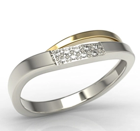 Pierścionek z białego i żółtego złota z diamentami LP-97BZ