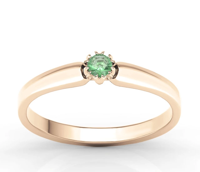 Pierścionek zaręczynowy z różowego złota ze szmaragdem BP-2110P