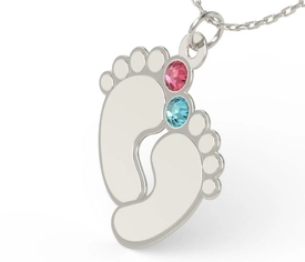 Naszyjnik z łańcuszkiem w kształcie stóp ze srebra z cyrkoniami Swarovski MIX - Grawer GRATIS!