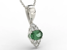 Wisiorek z białego złota ze szmaragdem i diamentami LPW-88B