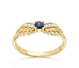 Pierścionek z żółtego złota z szafirem i brylantami CP-62Z
