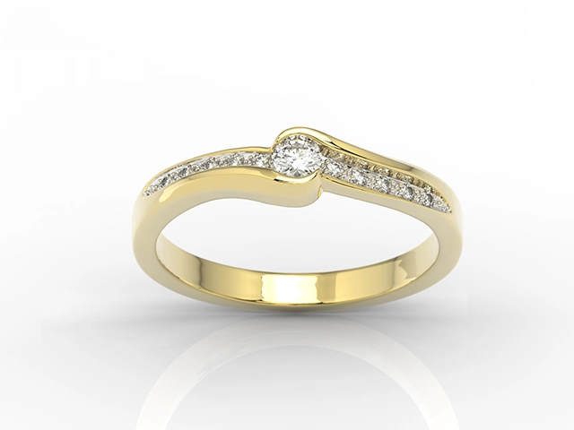 Pierścionek z żółtego złota z brylantami 0,13ct wzór BP-3413Z-R