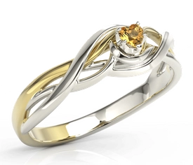 Pierścionek z białego i żółtego złota topazem Swarovski BP-74BZ