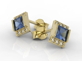 Kolczyki z żółtego złota z szafirami i diamentami LP-46Z