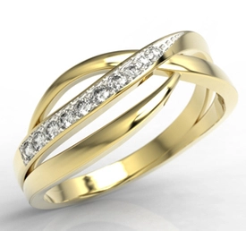 Pierścionek z żółtego złota z diamentami LP-6708Z-R