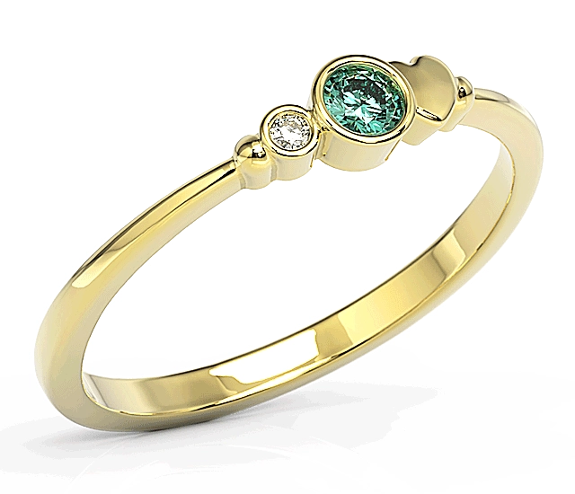 Pierścionek z żółtego złota z cyrkoniami Swarovski miętową i białą BP-6811Z-C