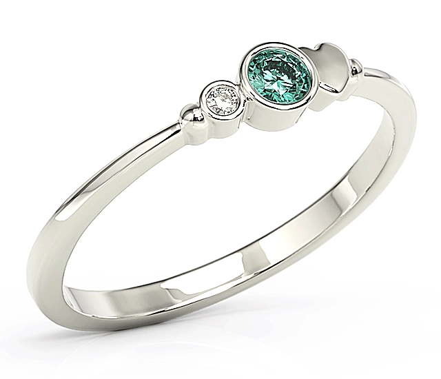 Pierścionek z białego złota z cyrkoniami Swarovski miętową i białą BP-6811B-C