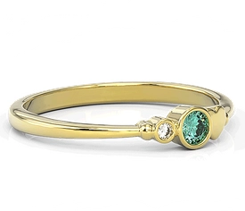 Pierścionek z żółtego złota z cyrkoniami Swarovski miętową i białą BP-6811Z-C