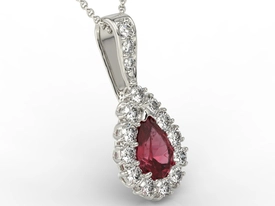 Wisiorek z białego złota z rubinem i diamentami APW-29B